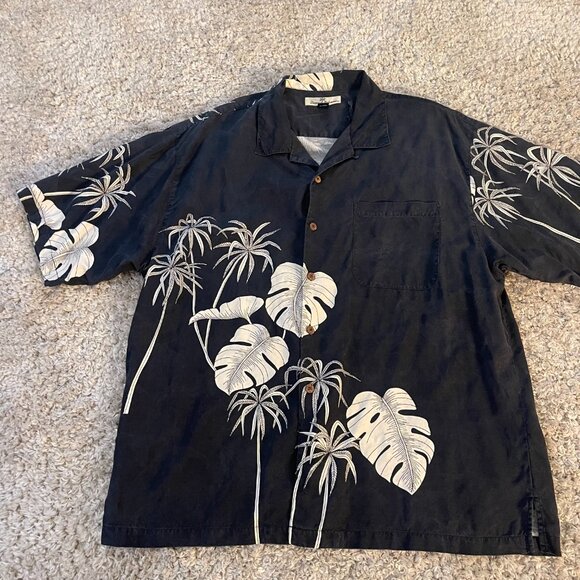 Tommy Bahama Black Silk Tropical Hawaiian Shirt XL - Picture 2 of 10